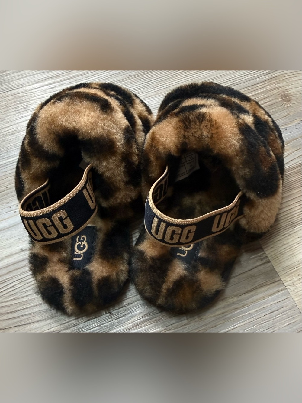 Toddler sz 8 UGG Fluff Yeah Leopard/Panther Slide - Picture 3 of 6